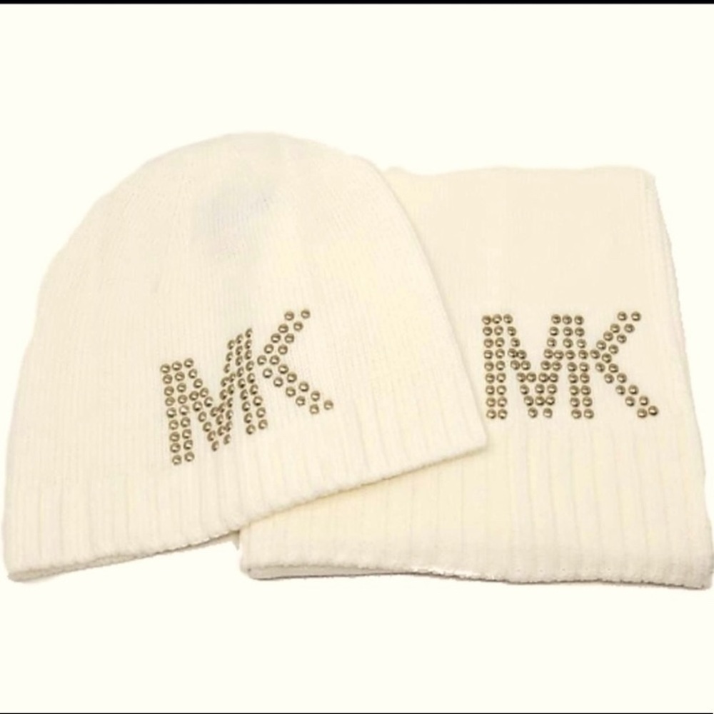 Michael Kors Studded Hat and Scarf Set